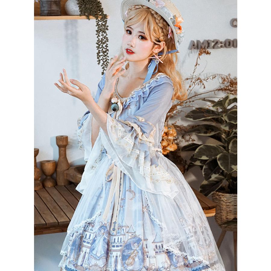 古典的なロリータOPドレス化学者半袖弓ロリータワンピースドレスとKC