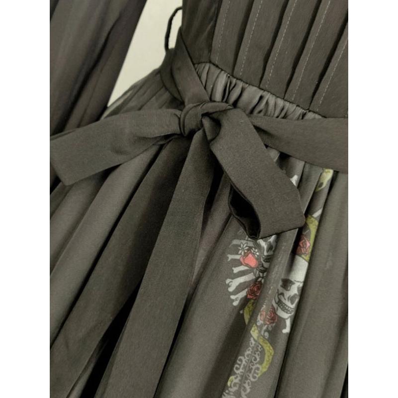 甘いロリータOPドレスネバーランドボウカスケードフリルブラック