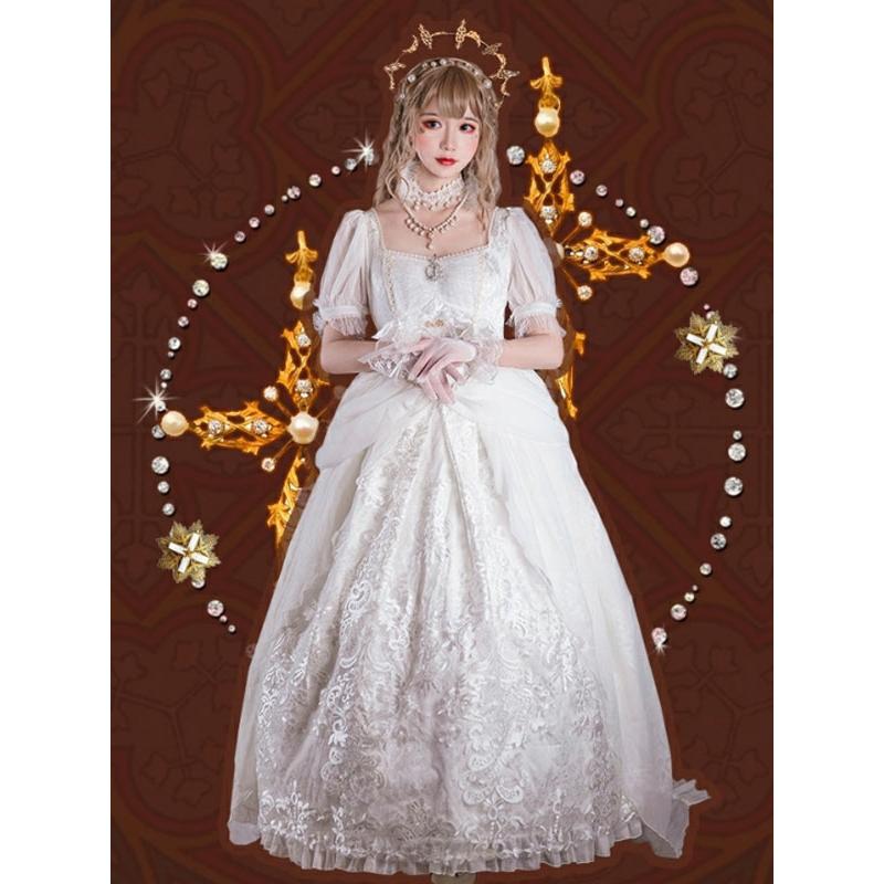 カスタマイズされた甘いロリータOP半袖スノーホワイトネバーランド