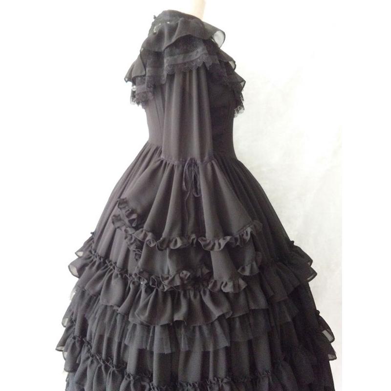 クラシックロリータOPドレス 4ピースセット ホワイト フリル 長袖