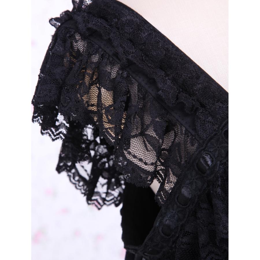 ゴスロリ ゴシックロリィタドレスJSK レースフリル トリムロリータ