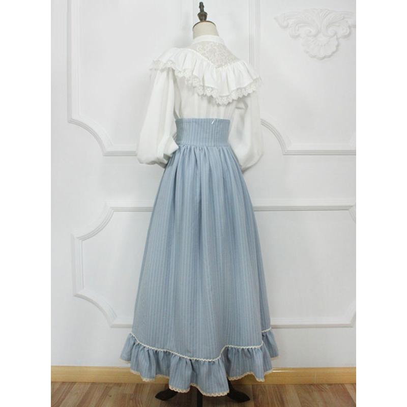 クラシックロリータSKアルパインガールレースアップフリルストライプ