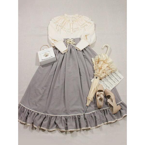クラシックロリータSKアルパインガールレースアップフリルストライプ