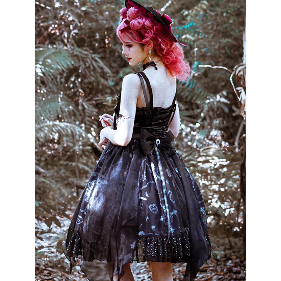 ゴシックロリータJSKドレスブラックヴァンパイアダイアリーズロリータ