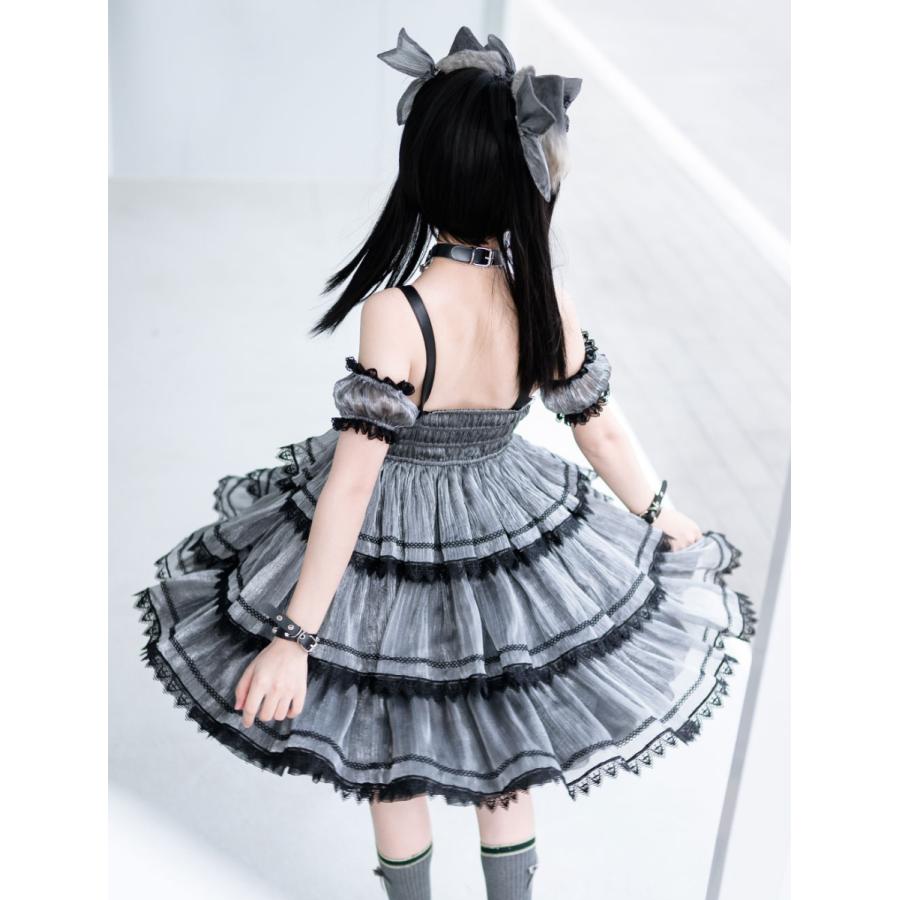 ゴシックロリータジャンパースカート グレーブラック 十字架