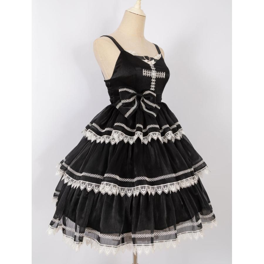 ゴシックロリータジャンパースカート グレーブラック 十字架 暗い系