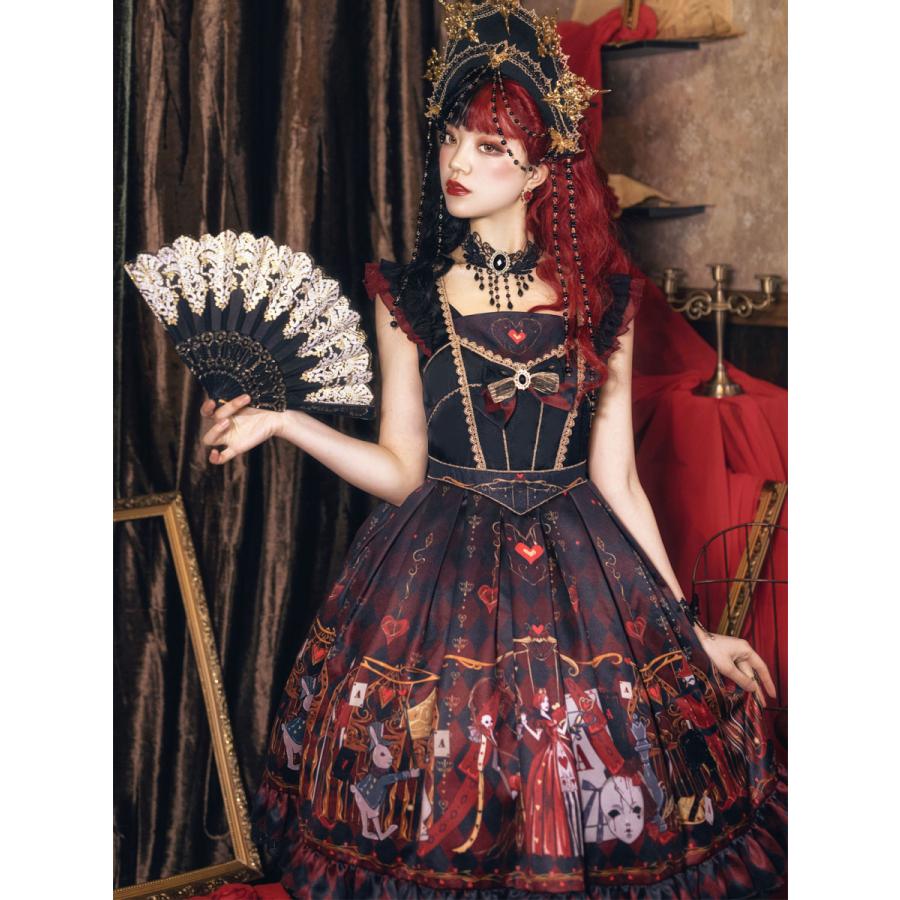 ゴスロリドレスOP ロイヤルブルー ターンダウンカラー 長袖ロリータ