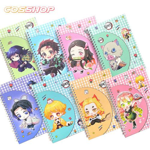 コス屋鬼滅の刃 炭治郎 禰豆子 善逸 しのぶ 杏寿郎 伊之助 メモ帳 キャンパスノート 8冊セット キャラクター 文具 文房具 学生 高級品市場