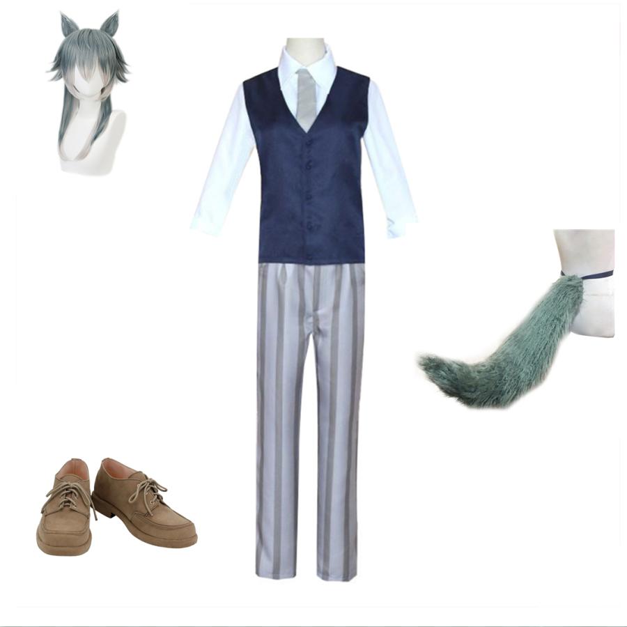 BEASTARS ハイイロオオカミ レゴシ Legoshi コスプレ衣装 ウィッグ 靴