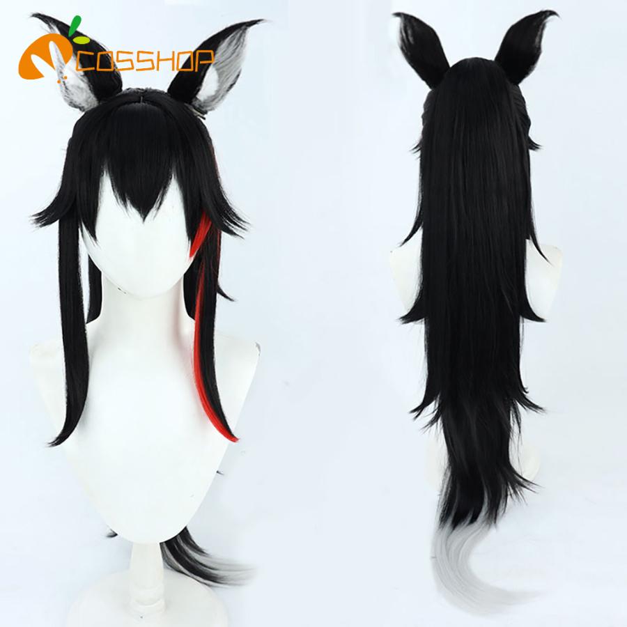 Vtuber hololive ホロライブ 大神ミオ ホロライブ所属 黒 赤 コスプレウィッグ かつら cosplay wig コスチューム　｜cosshop｜04