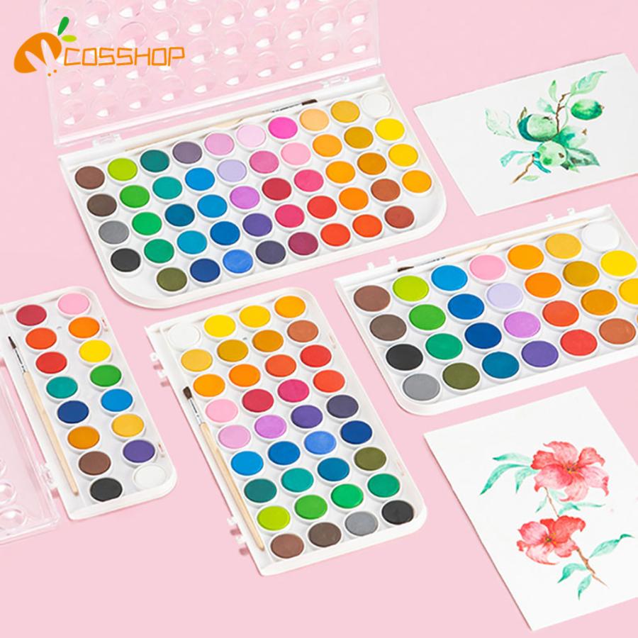 固形水彩絵の具顔料セット 透明水彩絵の具 16色28色36色48色 1本ブラシ