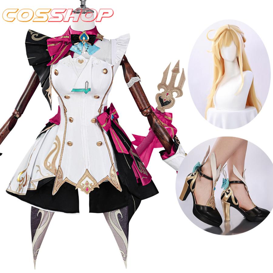 ladoo製 原神 エスコフィエ Sサイズ フルセット 衣装 ウィッグ 靴 原神 エスコフィエ 風 コスプレ衣装 コスチューム ウイッグ コスプレ靴