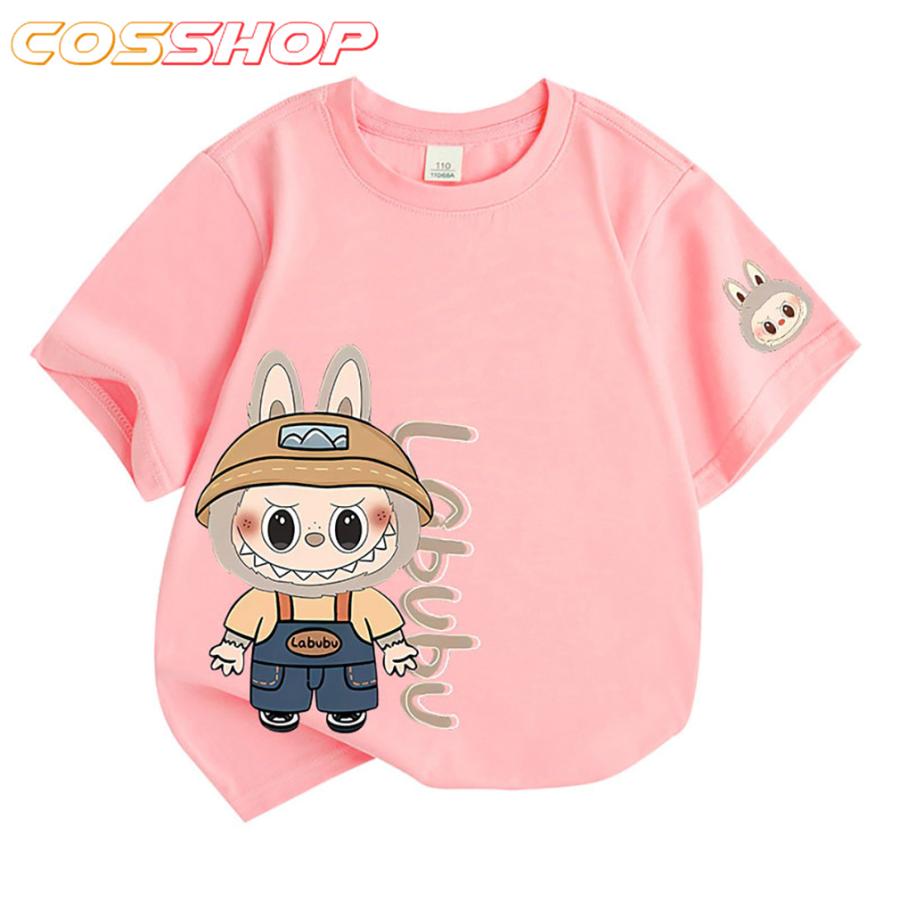 LRBUBU（ラブブ）　ビンテージ風Tシャツ　1枚しかないので早い物勝❣️ ラブブ labubu Tシャツ 半袖 綿 シャツ 夏服 男女用 日常服 丸襟 人気