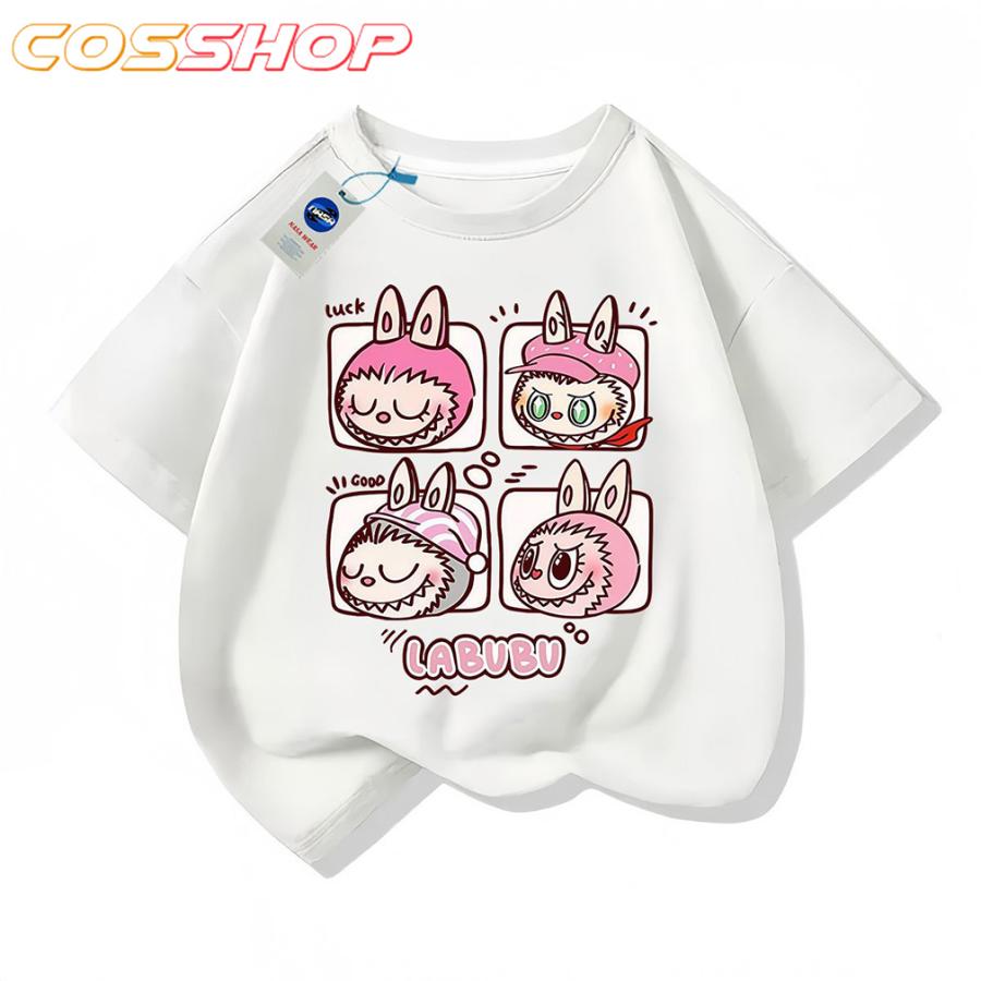 LRBUBU（ラブブ）　ビンテージ風Tシャツ　1枚しかないので早い物勝❣️ ラブブ Tシャツ 子供 キッズ 半袖 綿 シャツ 夏服 男女用 日常服 丸襟