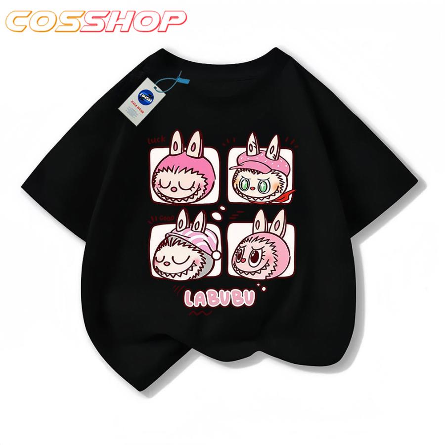 ラブブ Tシャツ 子供 キッズ 半袖 綿 シャツ 夏服 男女用 日常服 丸襟
