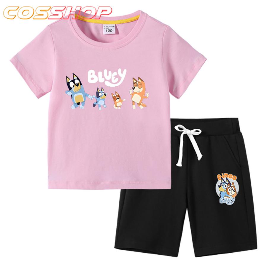 多色・多柄春夏新作 子供服 半袖Tシャツ ブルーイ 100%綿 ラウンド