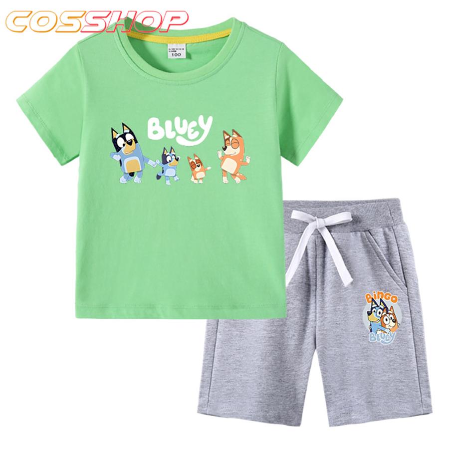 多色・多柄春夏新作 子供服 半袖Tシャツ ブルーイ 100%綿 ラウンド