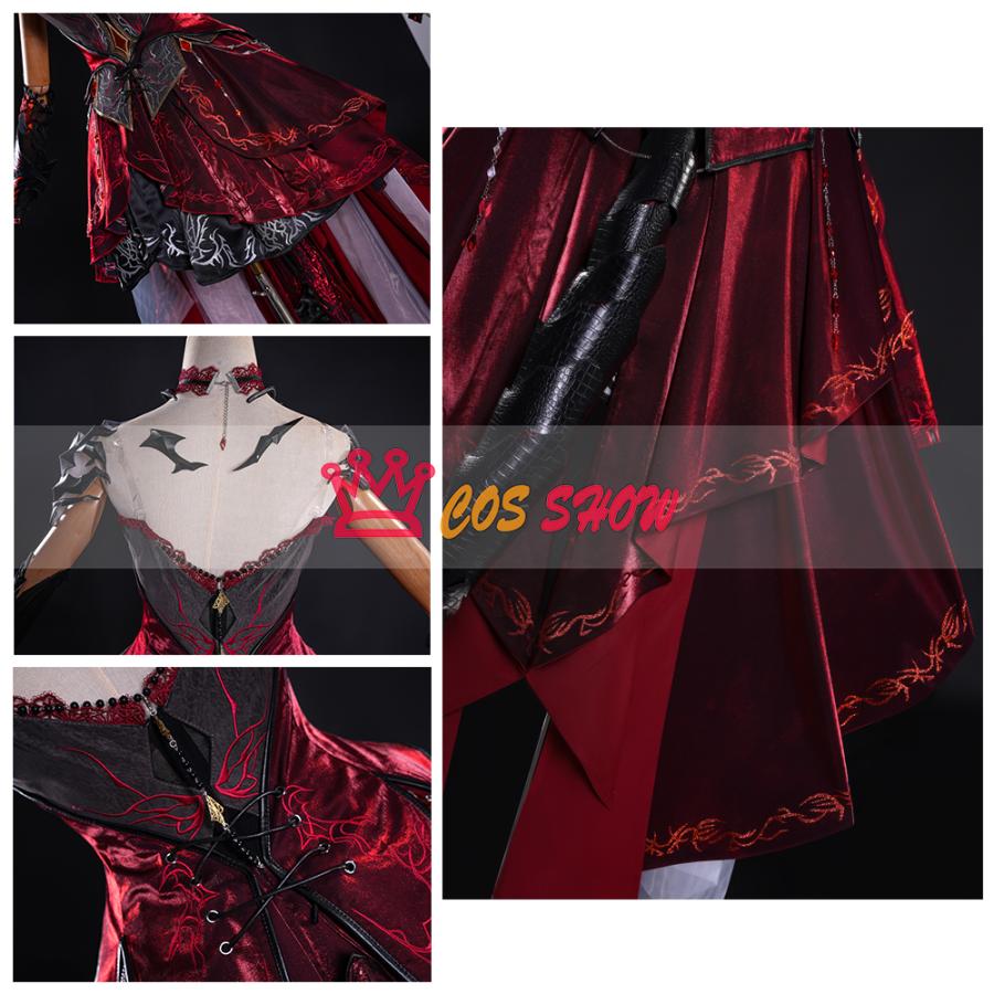 恋と深空 主人公 ヒロイン プレイヤー 深淵の主 深紅の熱情 コスプレ衣装 cosplay 肩甲+首飾り+尾付き 仮装 イベント ステージ服 舞台 ハロウィン クリスマス_4