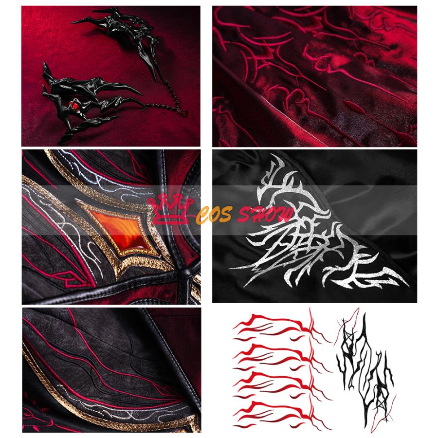 恋と深空 主人公 ヒロイン プレイヤー 深淵の主 深紅の熱情 コスプレ衣装 cosplay 肩甲+首飾り+尾付き 仮装 イベント ステージ服 舞台 ハロウィン クリスマス_8