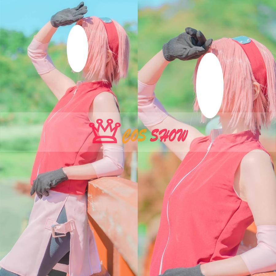 ナルト風cosplay 医療忍者 春野サクラ コスプレ衣装 ウィッグ追加可能