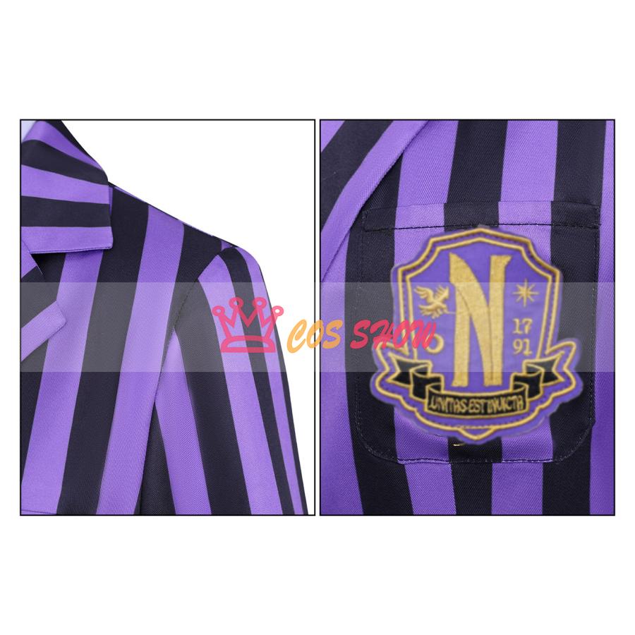 アダムス・ファミリー ウェンズデー2 コスプレ衣装 パープル 学園制服