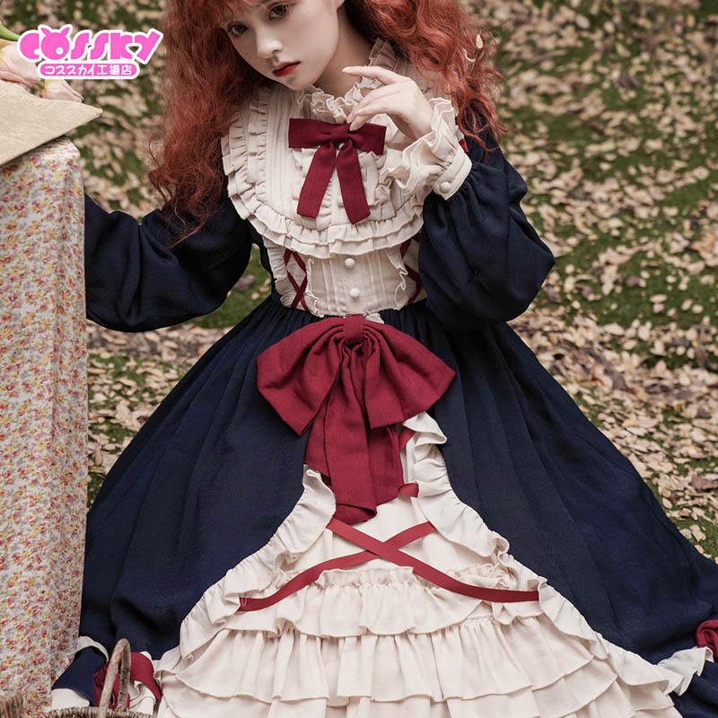 ネット限定 ピンク 紺色 日常着 人形 クリスマス ワンピース Lolita ロリータ 女性 L M S かわいい プレゼン 誕生日 長袖 レディース ゴシック ロリータ服 使用予定日をご要望欄に記入 了承済み Www Gatorheatandair Com