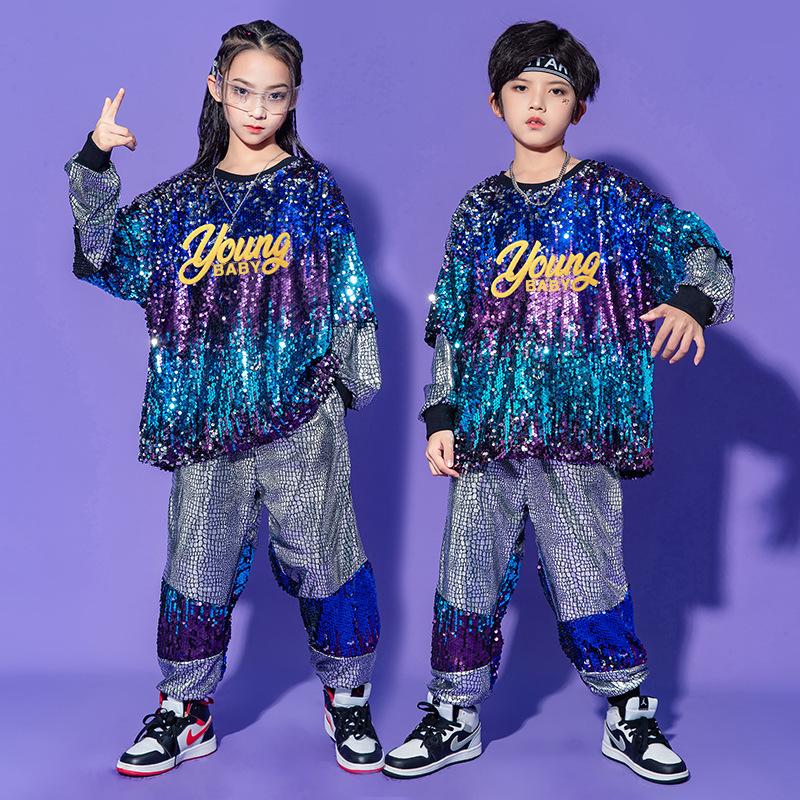 正規認証品 新規格 スパンコール ダンス キッズ 子供 衣装 練習着 おしゃれ 服 韓国 ダンス衣装 Hiphop セットアップ ヒップホップ Jazz 服装 Cisama Sc Gov Br