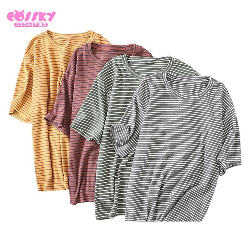 Tシャツ カットソー レディース 春 トップス 半袖tシャツ ロンt ボーダー インナー 綿 カレッジ コットンカットソー カジュアル 半袖 ボーダー 新作 Cossky 通販 Yahoo ショッピング