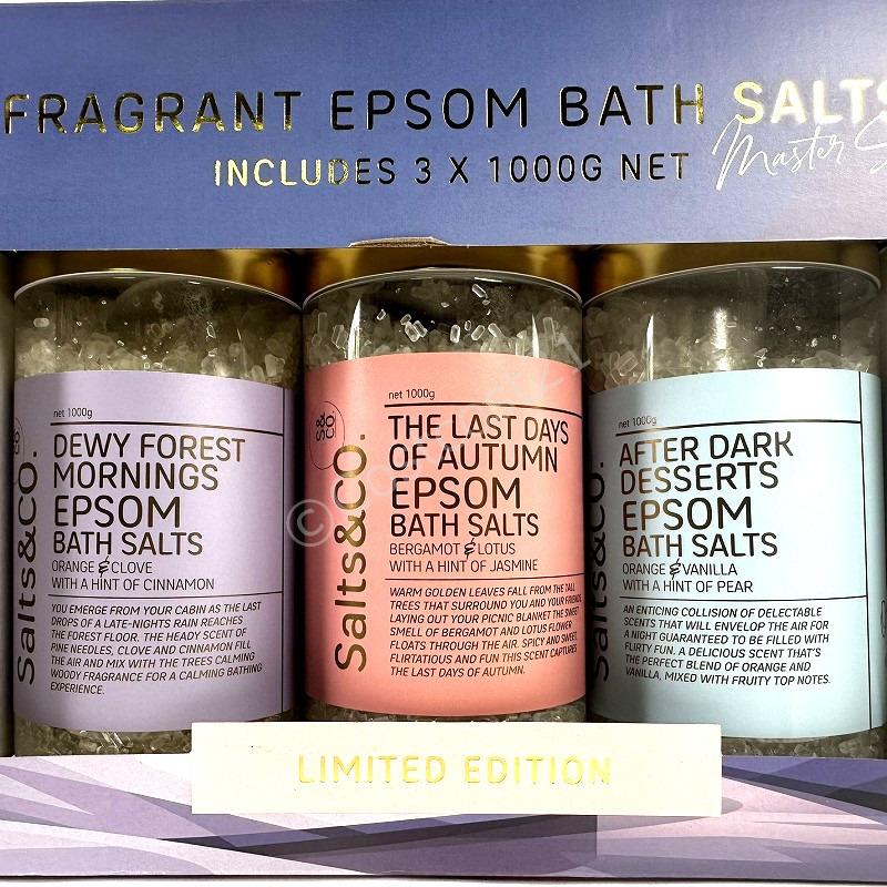 エプソム バスソルト 1kg×3種の香り Saits&CO. Fragrant Epsom Magnesium Bath Salts 3kg