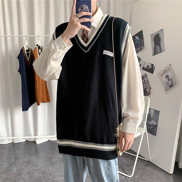 玄関先迄納品 ベスト ジレ 新作 シンプル ファッション ニットベスト メンズ 秋 チョッキ トップス カジュアル プルオーバー ロング丈 カレッジスタイル Vネック ペアルック ゆったり 重ね着 おしゃれ Www Threeriversofs Com