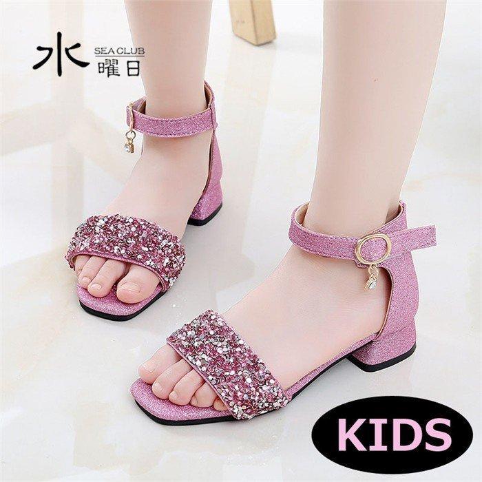 Kayiyasuサンダル 女の子 キッズ 子供用サンダル 子ども マジックテープ 脱着便利 光沢 ジュニアサンダル 歩きやすい 舞台靴 入学式 お出かけ 本店は