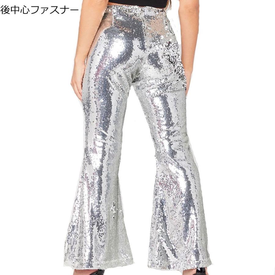 大きいサイズ スパンコール ダンス衣装 パンツ フレアー M L XL 裏地