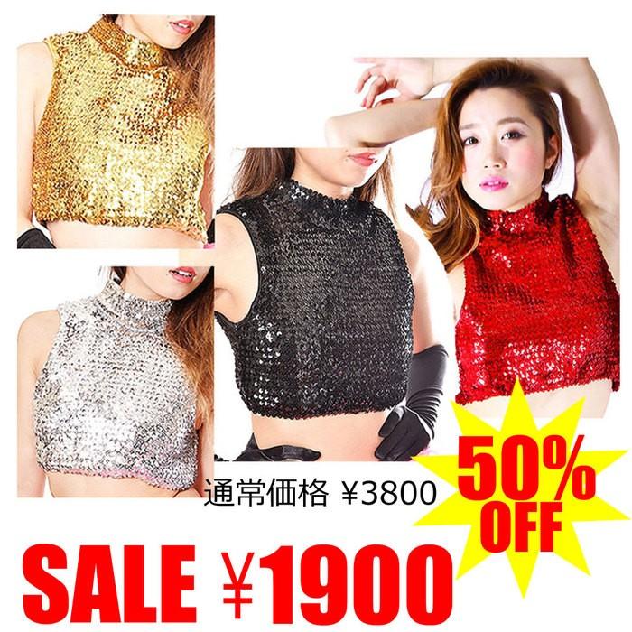 スパンコール 衣装 ダンス衣装 トップス アメスリ タートル ノースリーブ レッド ゴールド シルバー ブラック 86 0406 Costume New York 通販 Yahoo ショッピング