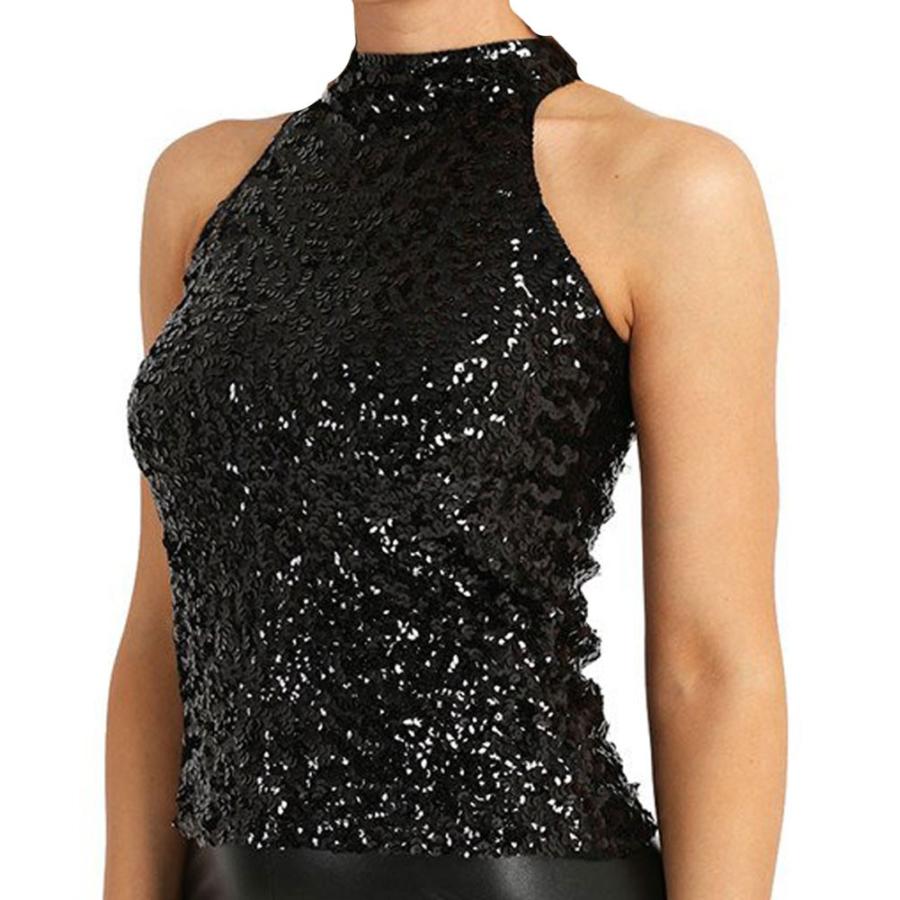 スパンコール ダンス衣装 トップス アメスリ ハイネック ノースリーブ タンクトップ ゴールド シルバー レッド ブルー ブラック フリーサイズ 86 6390 Costume New York 通販 Yahoo ショッピング