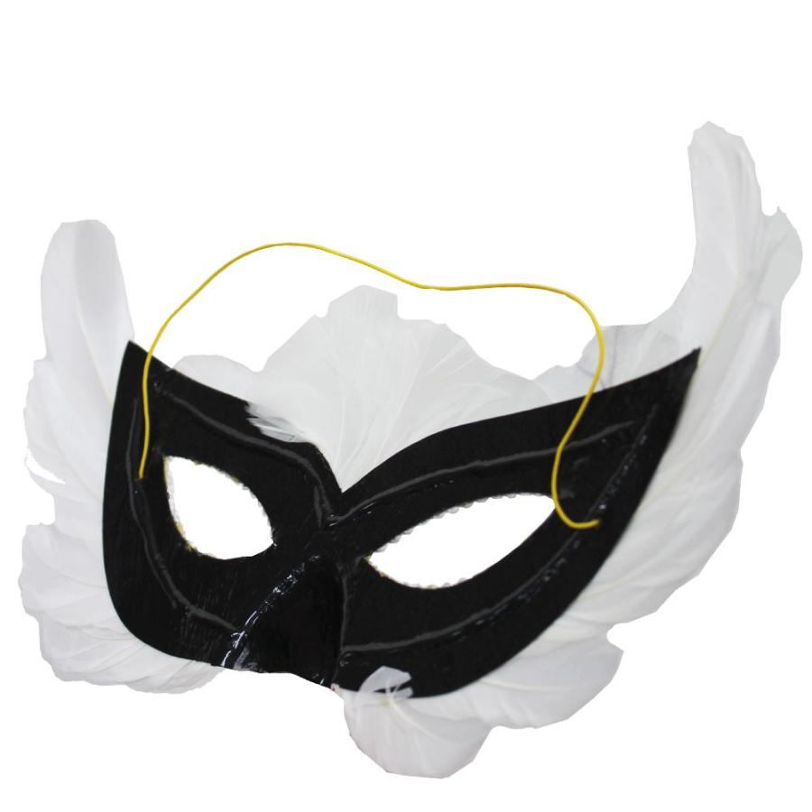訳あり 仮面 羽根付き 羽 マスク EMANIEL ホワイト 送料無料 : Costume