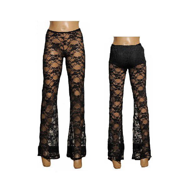 パンツ ブーツカット フレアパンツ ロング ダンス 衣装 ストレッチ レース ホワイト・オフホワイト・ベージュ・ブラック フランス製
