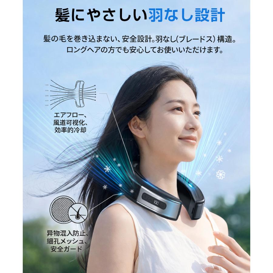 ネッククーラー 10000mAh大容量 日本語説明書付 ブラック ネッククーラー 首掛け 進化版冷却プレート 10000mAh大容量 羽なし 首