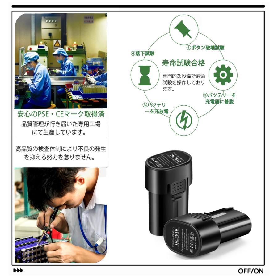 マキタ 7.2V バッテリー 互換 BL7010 3.0Ah マキタ バッテリー 7.2V リチウムイオン A-47494 194355-4 CL070DS TD021DSなど対応 2個セット 一年品質保証付 :BL7010:ばってりーのとも - 通販 - Yahoo!ショッピング マキタ 7.2V バッテリー 互換 BL7010 3.0Ah マキタ バッテリー 7.2V リチウムイオン A-47494 194355-4 CL070DS TD021DSなど対応 2個セット 一年品質保証付 :BL7010:ばってりーのとも - 通販 - Yahoo!ショッピング