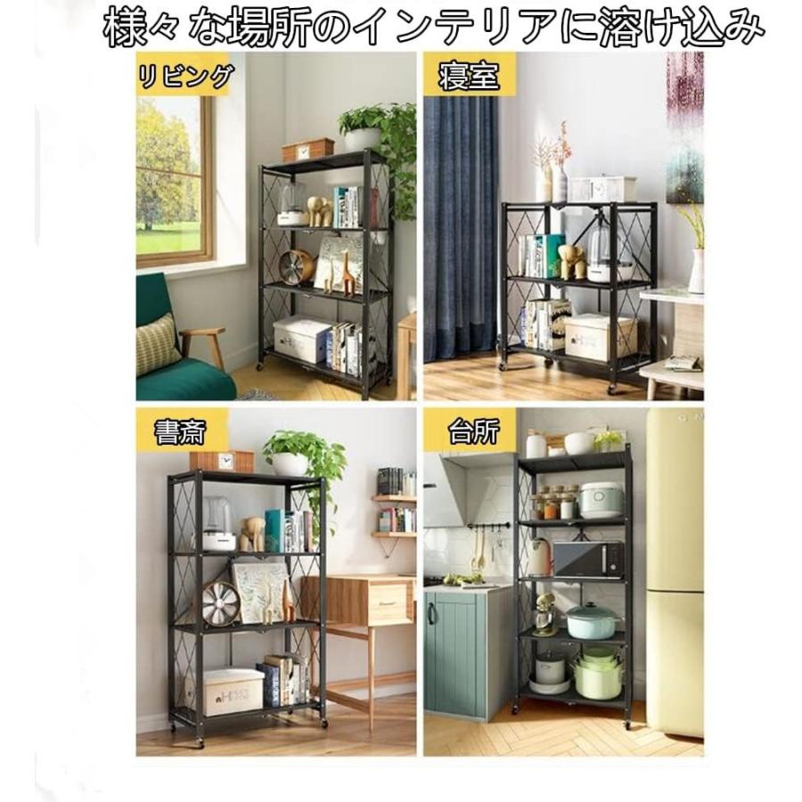 収納ラック 棚 3/4/ 5段 キャスター付き 折りたたみ ラック 収納ラック 棚 3/4/ 5段 キャスター付き 折りたたみ ラック