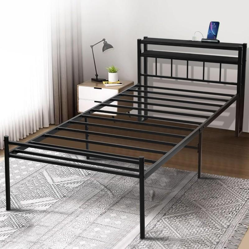 NADLE ベッドフレーム ベッド 棚付き シングル コンセント付き