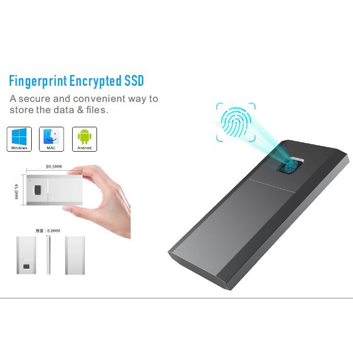 SSD外付け 1TB 指紋認証 小型高速 モバイルストレージ USB-Type-C接続