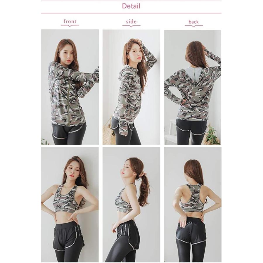 ヨガ フィットネス 水陸両用ウェア パーカー+ブラ+レギンス S-M COTARON 水着 レディース ラッシュガード 体型カバー パーカー