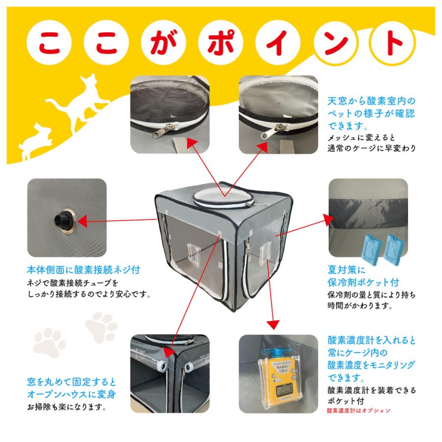 犬 猫 ペット用酸素 酸素室 S ブルーグレー 酸素濃度計 i-Box2 酸素