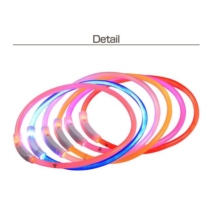 調整式 光る 首輪 犬 LED USB充電 ペット 光 点灯 点滅 蛍光 小型犬 中型犬 大型犬 夜 散歩 安全 事故防止 安全グッズ サイズ調整可 おしゃれ かわいい | COTEN | 01