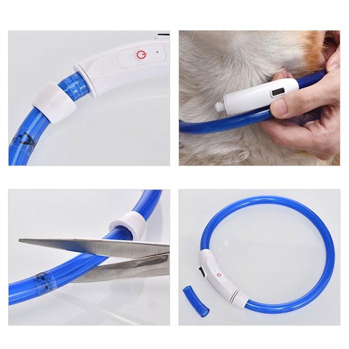 調整式 光る 首輪 犬 LED USB充電 ペット 光 点灯 点滅 蛍光 小型犬 中型犬 大型犬 夜 散歩 安全 事故防止 安全グッズ サイズ調整可 おしゃれ かわいい | COTEN | 02