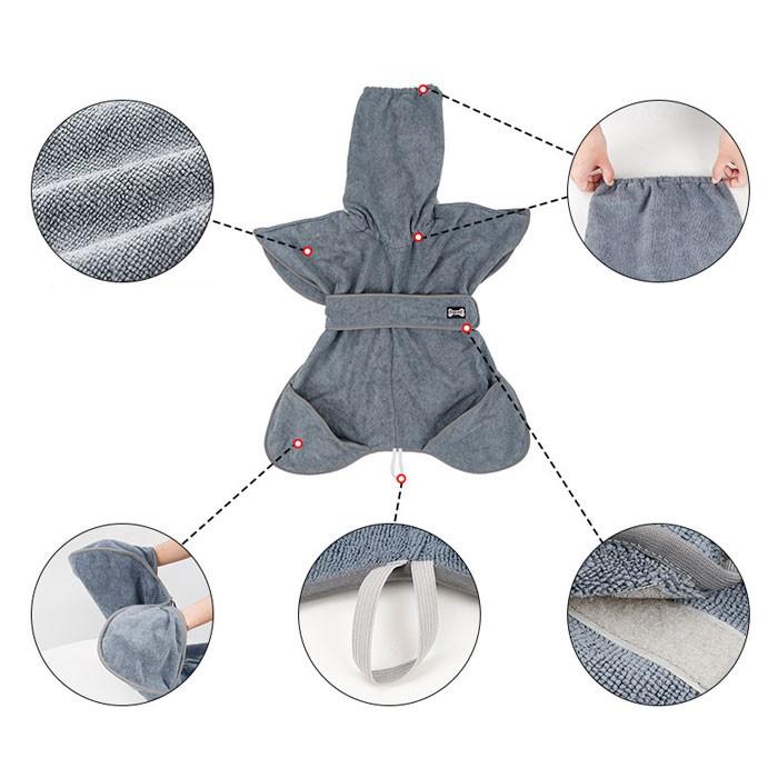 ペット用 バスローブ 吸水 タオル 犬 お風呂 水遊び 速乾 ペットローブ 超吸水 ガウン 吸収速乾 バスポンチョ 体拭き マイクロファイバー 小型犬 中型犬 大型犬 | COTEN | 02