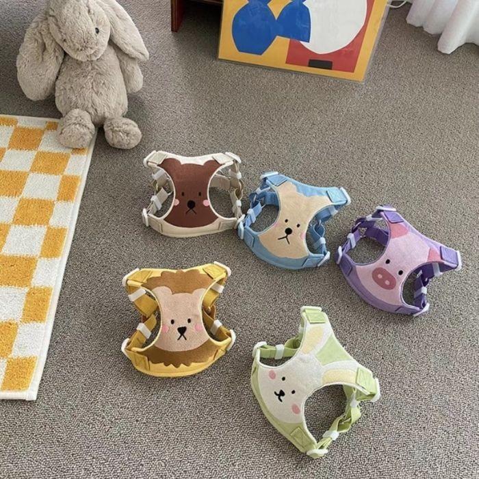 犬 猫 ハーネス リード セット リード付き ウェアハーネス 服 簡単 胴輪 脱げない 可愛い おしゃれ 韓国風 アニマル お散歩 お出かけ 小型犬 中型犬 人気 ペット | COTEN | 01