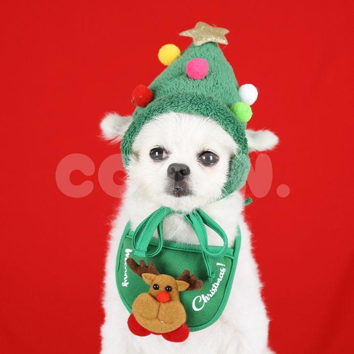 犬 クリスマス スタイ 帽子 2点セット コスプレ サンタクロース トナカイ 犬用クリスマス 可愛い 仮装 簡単 紐 S L ペット サンタ COTEN | COTEN | 02