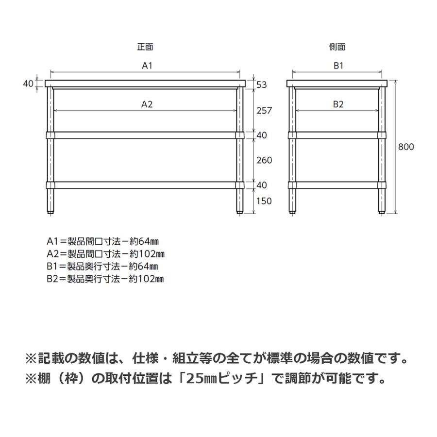 シンコー SUS304 作業台 WBN2-9075 ベタ棚2段 900×750×800 【送料込
