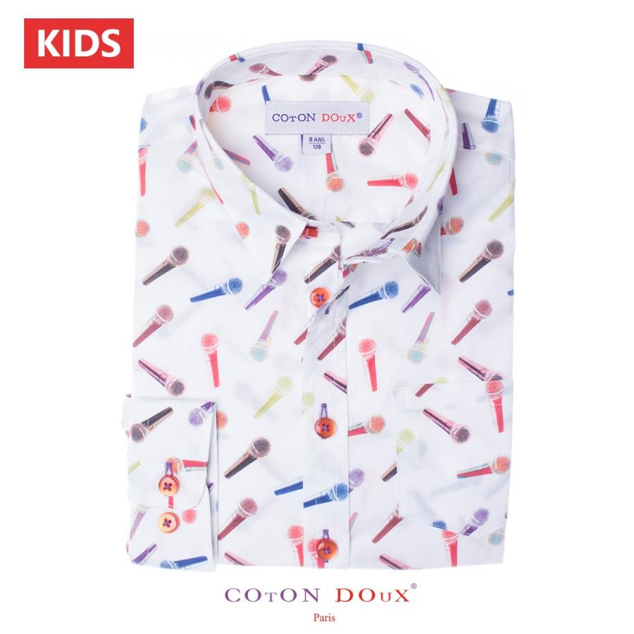 柔らかい Cotondoux コトンドゥ キッズ シャツ 長袖 柄シャツ 可愛い プリント カラフル マイク カラオケ 音楽 Kad1527 格安即決 Www Easterncaisson Com